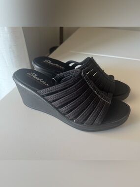 Skechers Rumblers Wedge Sandals with rhinestone embellishment